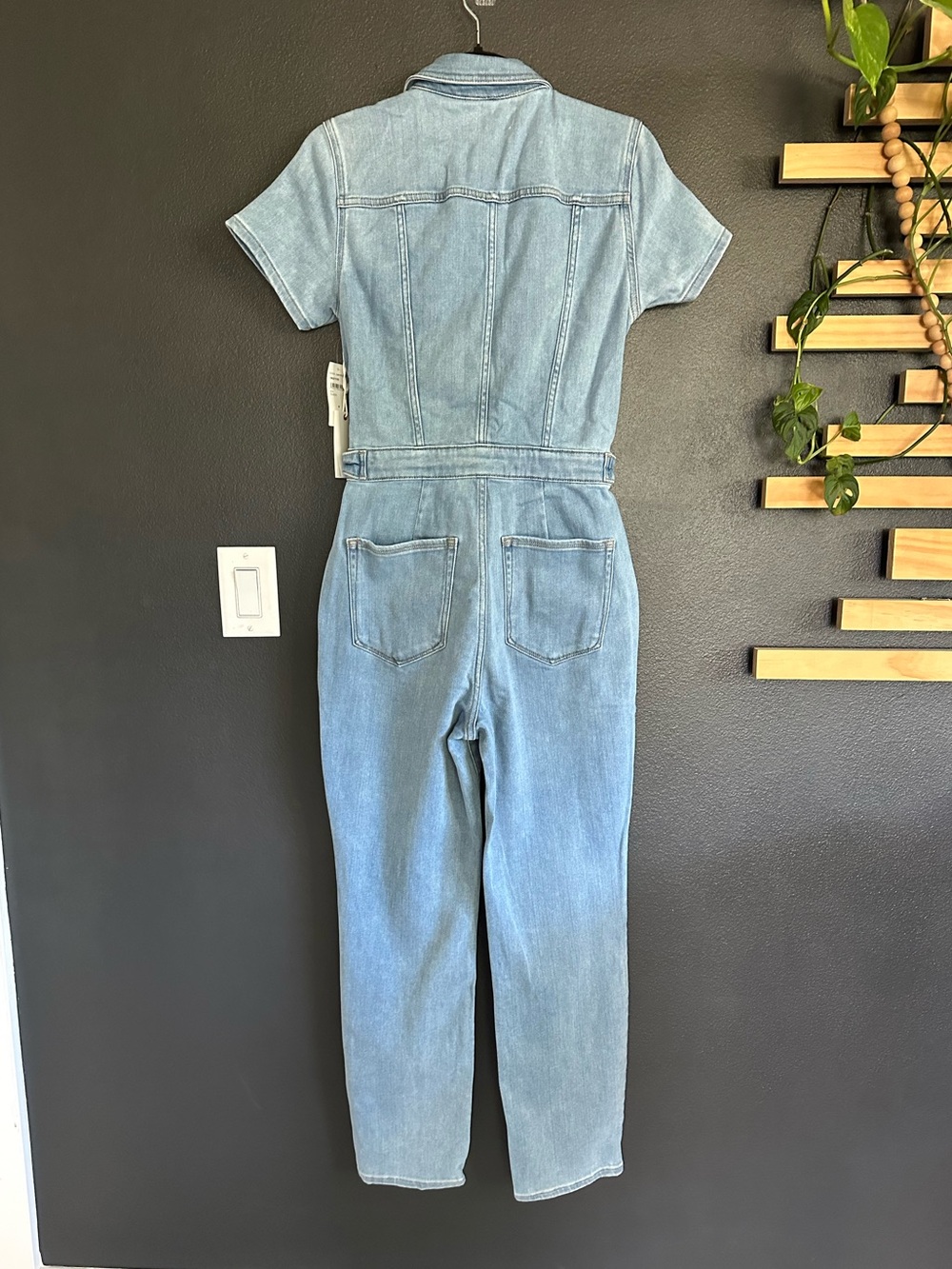 Good American Fit For Success Denim Jumpsuit Medium NWT Light Wash $199 - Picture 4 of 9